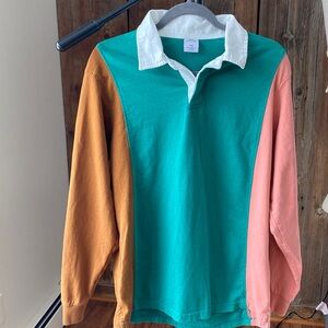 Urban outfitters color block, rugby, shirt, size M